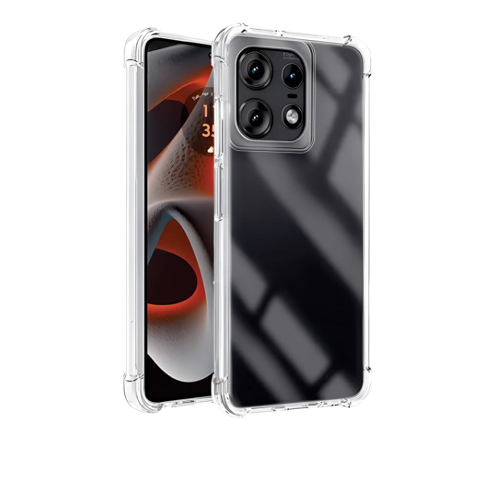 Capa transparente anti-choque para Motorola - vista frontal e traseira