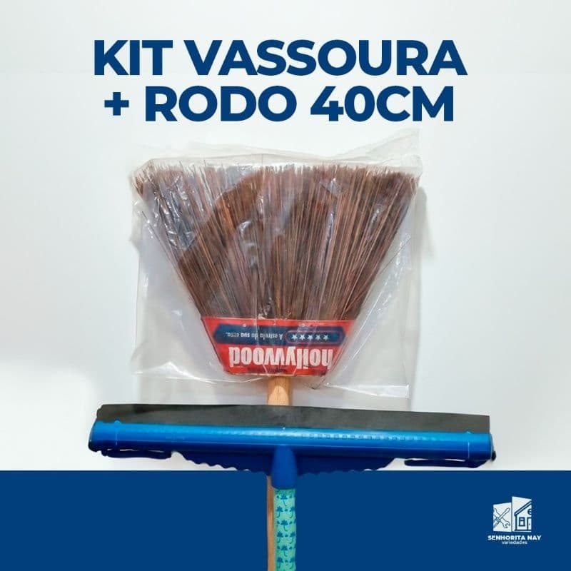Kit Vassoura Piaçava nº5 Reforçada + Rodo 40 cm