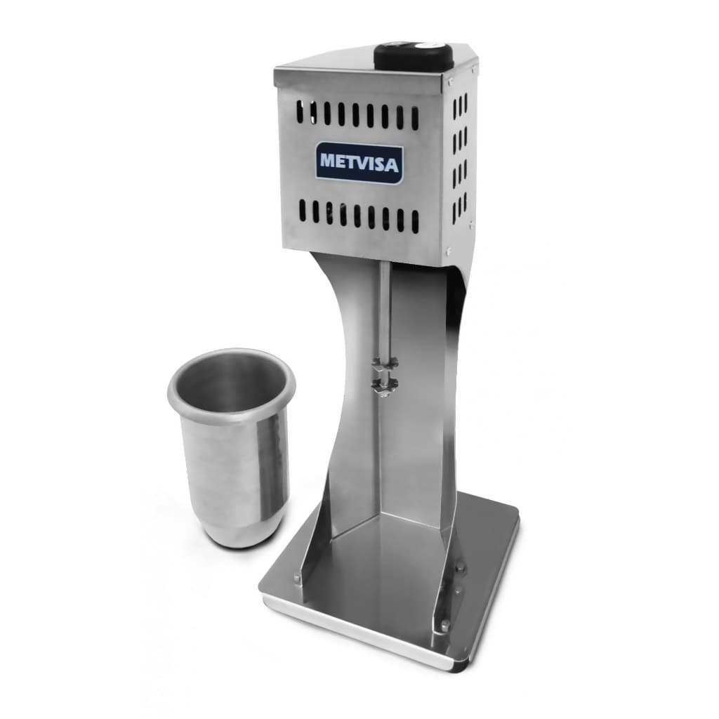 Batedor de milkshake Metvisa 500W em aço inoxidável com copo metálico