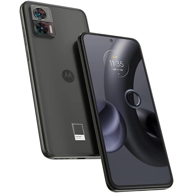 Smartphone Moto Edge 30 Neo 5G 256GB 8GB RAM - Vitrine, mostrando frontal e traseira em preto