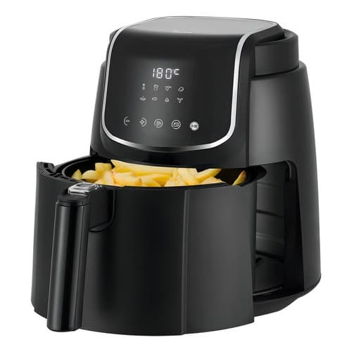 Fritadeira Airfryer Touch Digital 4L Midea com batatas fritas, cor preta