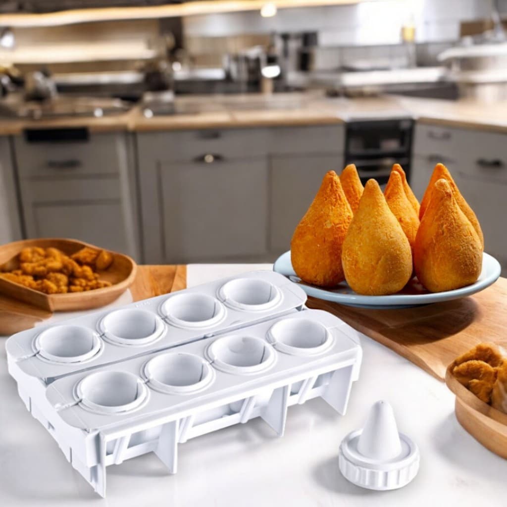 Formas Fábrica Coxinha Salgado Modelador Faz 8 Coxinhas Pronta Entrega