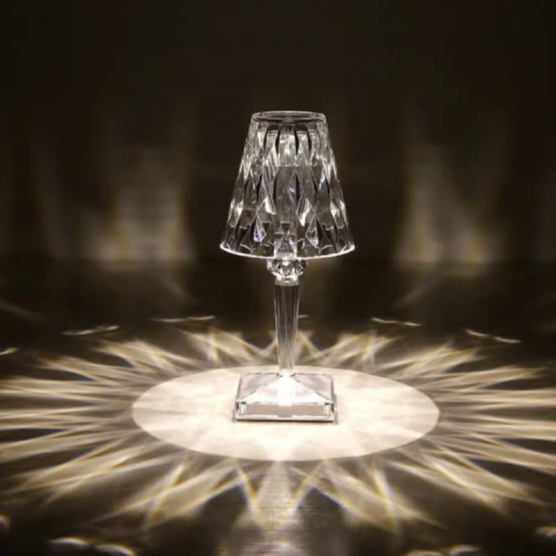 Luminária de mesa de cristal transparente com design de diamante, 16 cores, controle remoto e toque