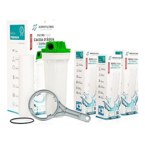 Kit de filtro para caixa d'água e cavalete Eco 9.3/4 com refil de alta eficiência
