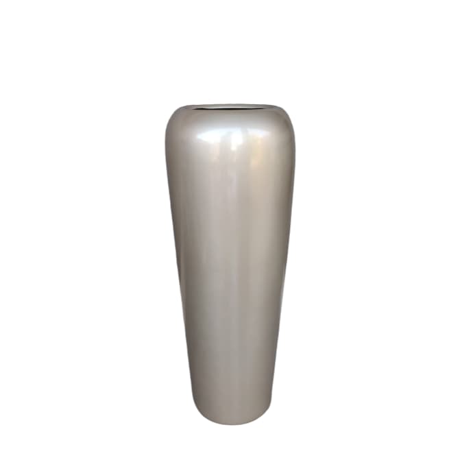 Vaso estilo vietnamita de fibra de vidro vitrificado fino, prateado, 65x29 cm