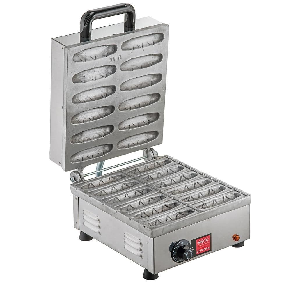 Máquina De Crepe Suiço Crepeira Elétrica Industrial Dupla 12 Cavidades Malta