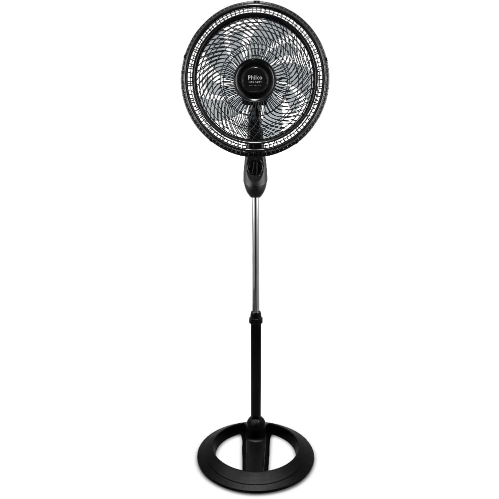 Ventilador de coluna Philco preto com 10 pás, 40 cm, 160W, em pé, base circular