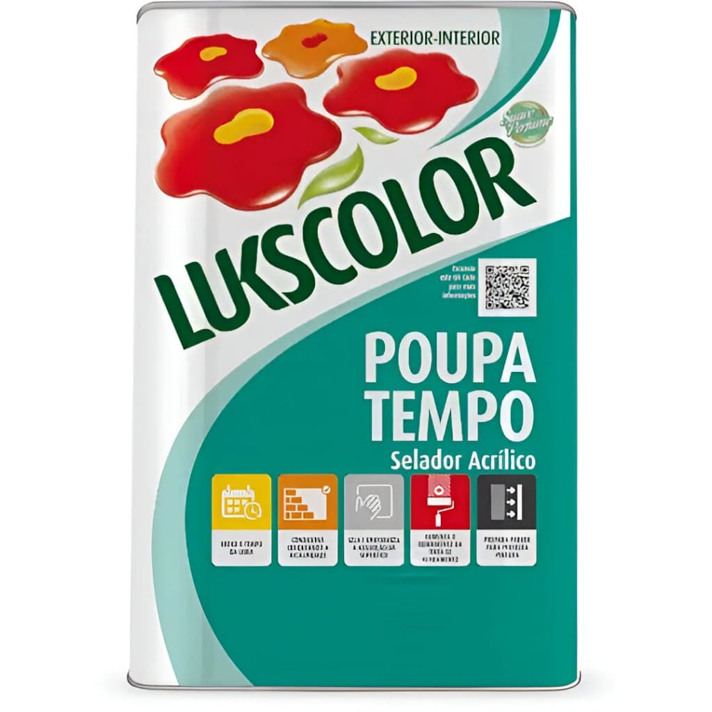 Lukscolor Selador Acrilico Branco 18L Fundo Reboco / Alvenaria / Concreto / Fibrocimento / Parede