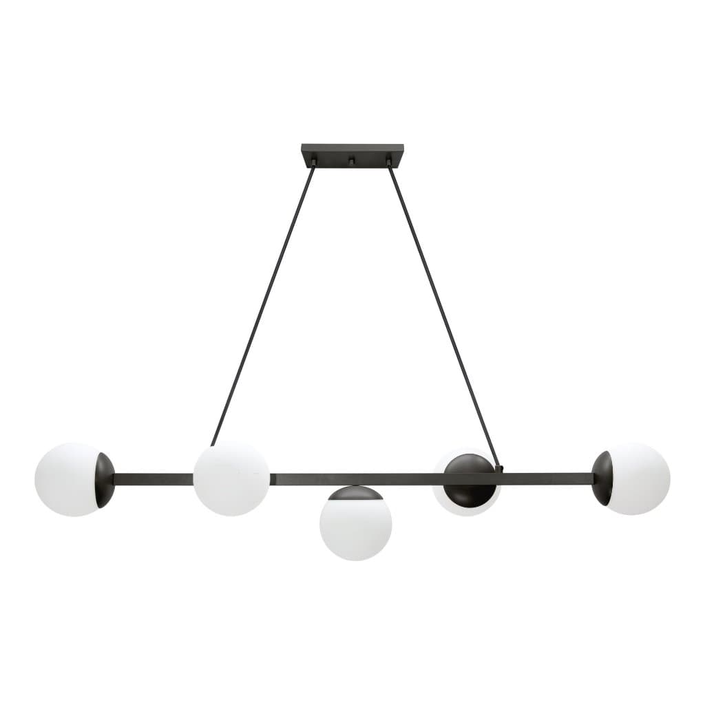 Pendente Luminalux com cinco globos retangulares de 12cm na cor jabuticaba