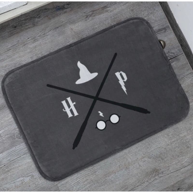 Tapete capacho vinil personalizado Harry Potter 60x40 cinza escuro