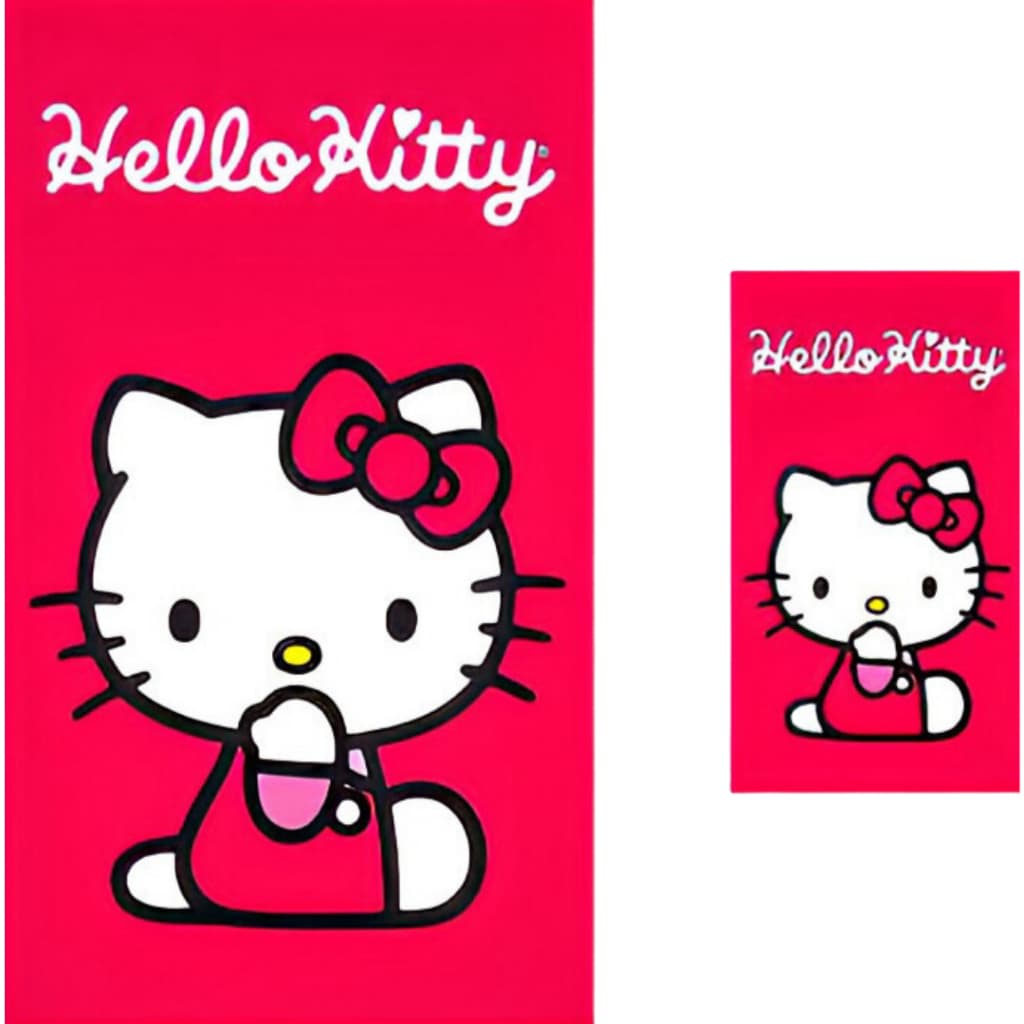 Toalha de Banho Hello Kit - Kit Toalha de Banho + Rosto infantil felpuda Hello Kit - Ótima Qualidade