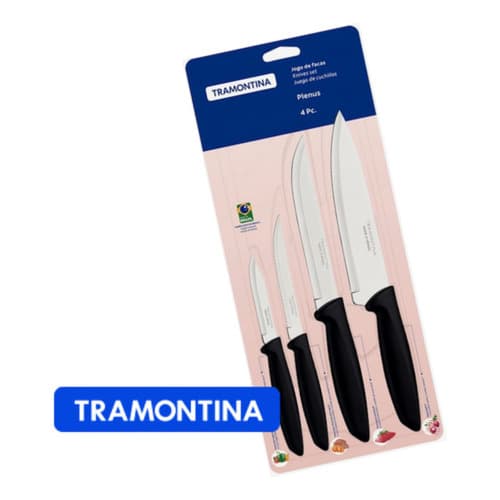 Conjunto de facas Tramontina Plenus 4 peças em embalagem azul e rosa
