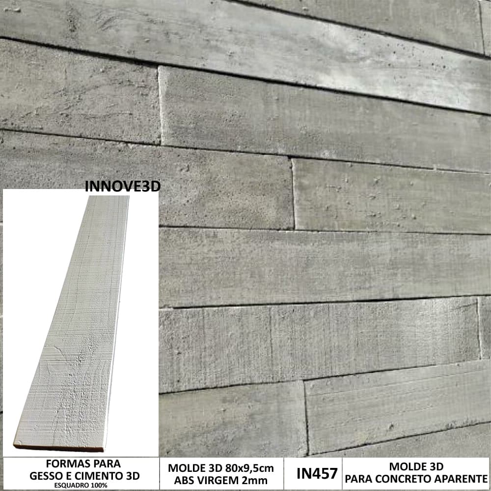 5 Forma 3d Molde para Ripas Regua Pinus de Madeira para Concreto Aparente 80x9,5cm Molde para Cimento/concreto IN457