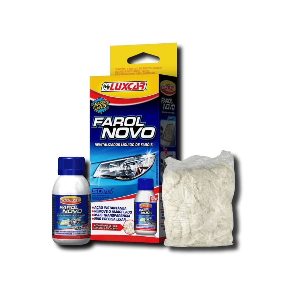 Revitalizador Líquido Farol Novo Luxcar para Faróis de Auto e Superfícies Acrílico e Policarbonato