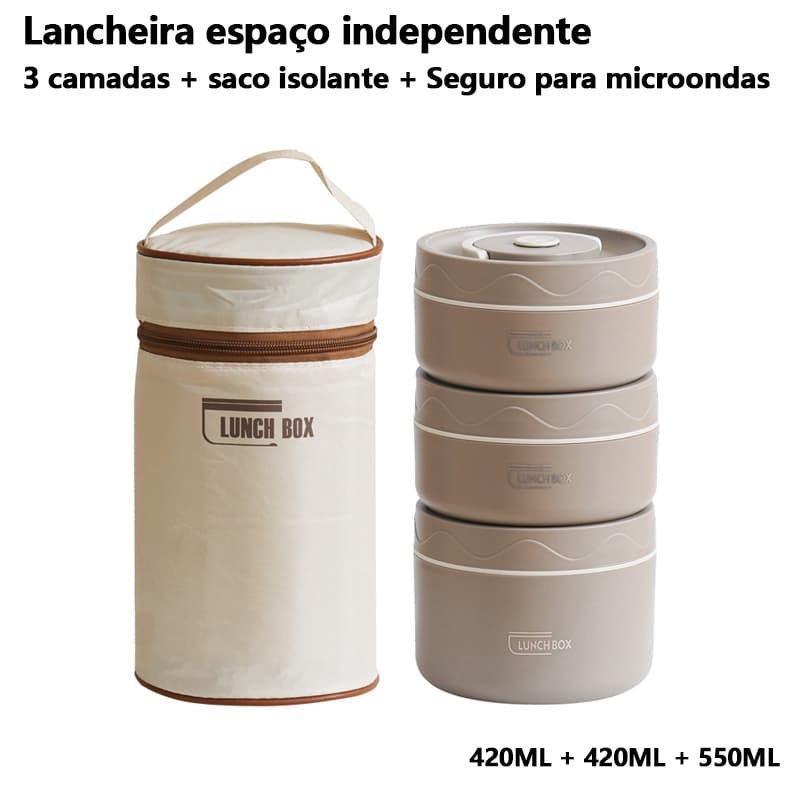Lancheira Térmica Portátil De Aço Inoxidável 304 Com Bolsa De Grande Capacidade Caixa Multicamadas Bento BPA Free Food Container