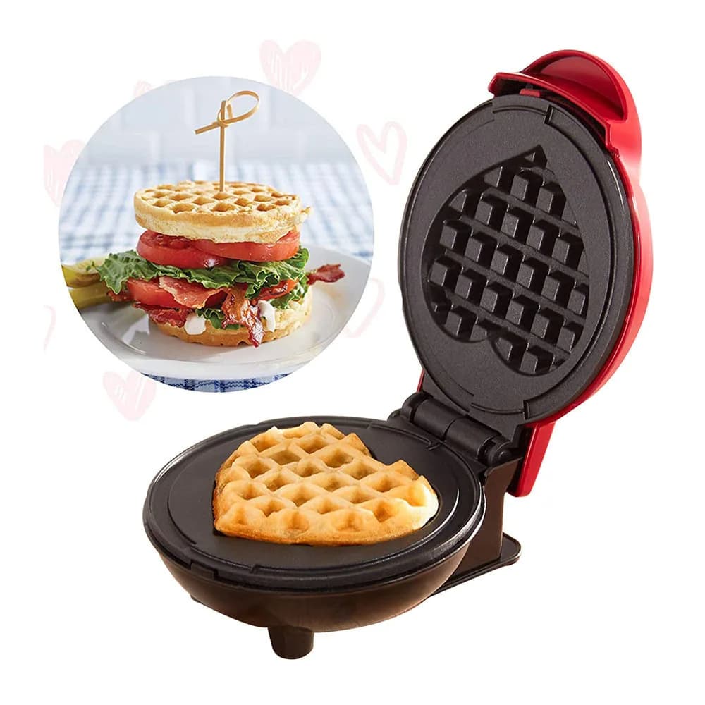 Mini Máquina De fazer Waffle Formato Coração Profissional Antiaderentes 110V E 220V