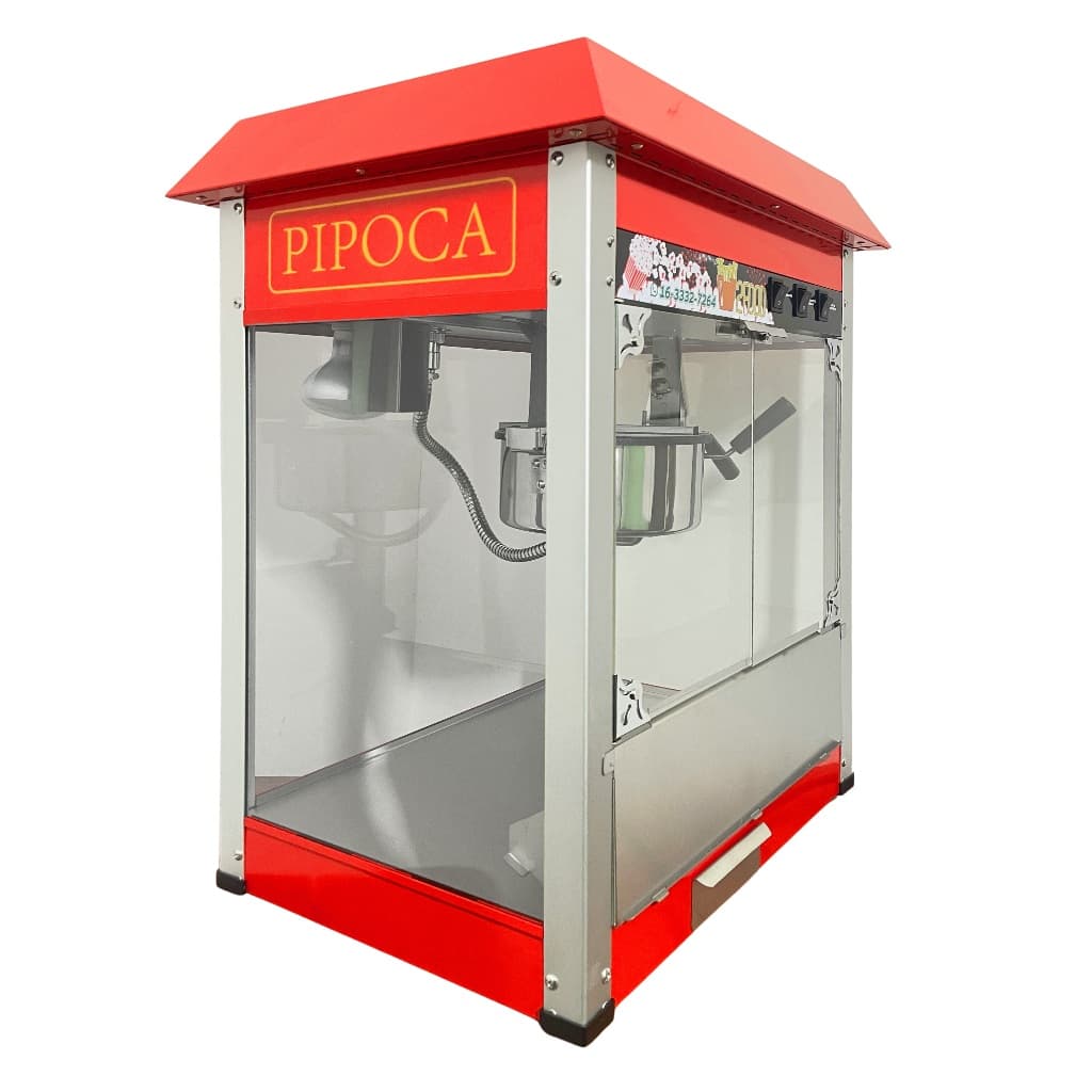 Pipoqueira elétrica profissional 2Food alto volume produção vermelho e prata