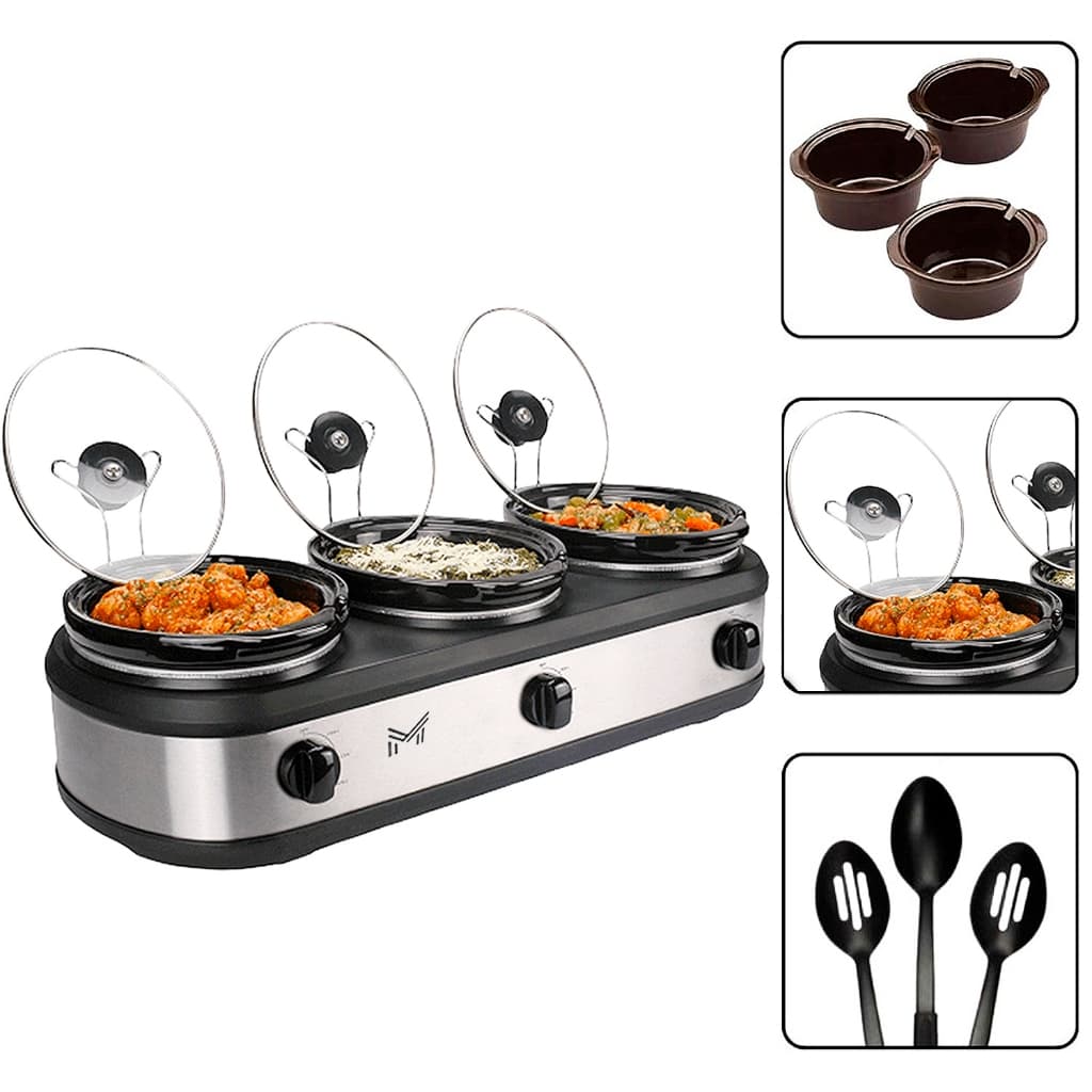 Triplo Buffet Elétrico 2,4L Inox Rechaud 127V Slow Cook Member's Mark Prara