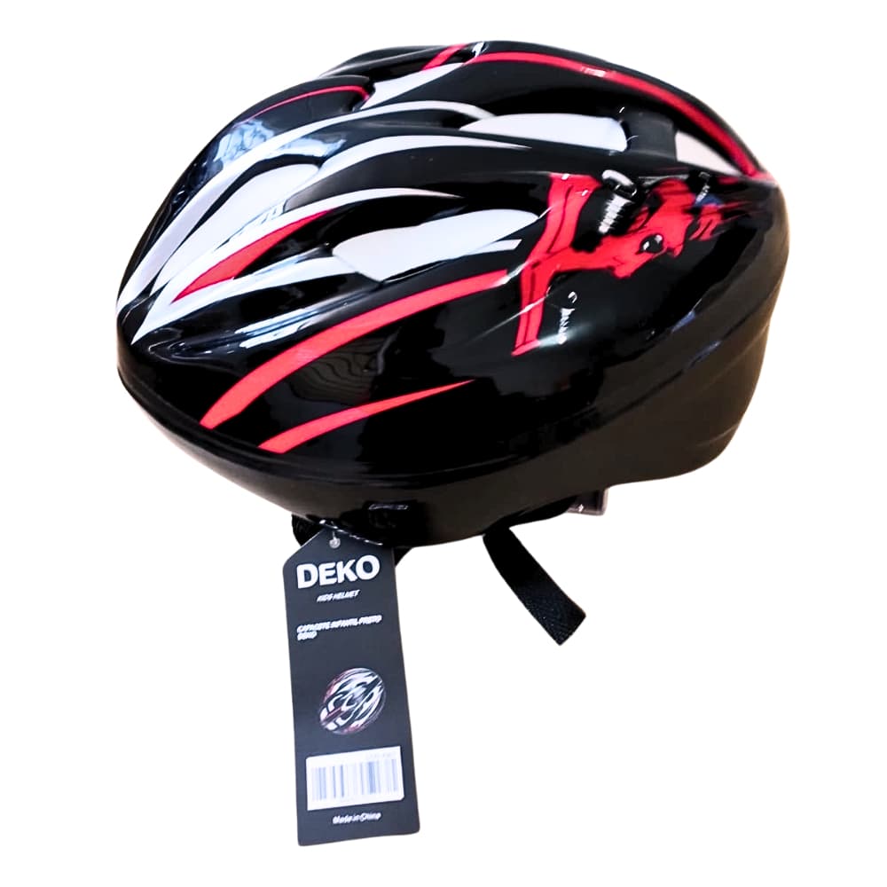 CAPACETE INFANTIL MULTI-USO PRETO COM VERMELHO - DEKO - MOD CHIBANTE