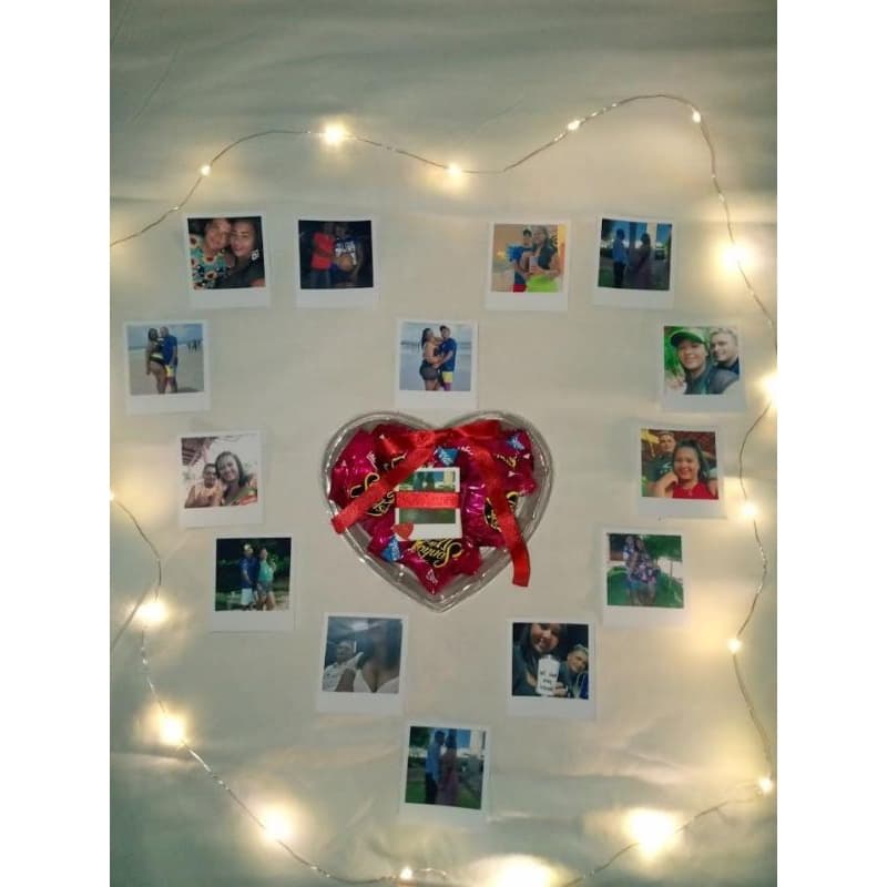 bandeija coração acetato com Bombons e fotos Polaroids caixa pra presente namorado presente namorado namorado presente presente namorada presente para namorada presente para namorado presente para namoro caixinha presente para namorado mimo romântico amor