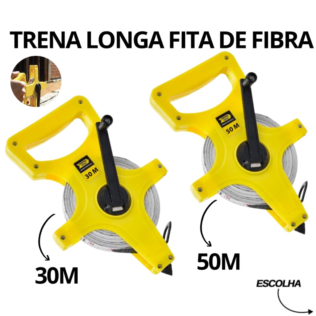 Trena de Fita Aberta em Fibra de Vidro 30m e 50m - Fertak