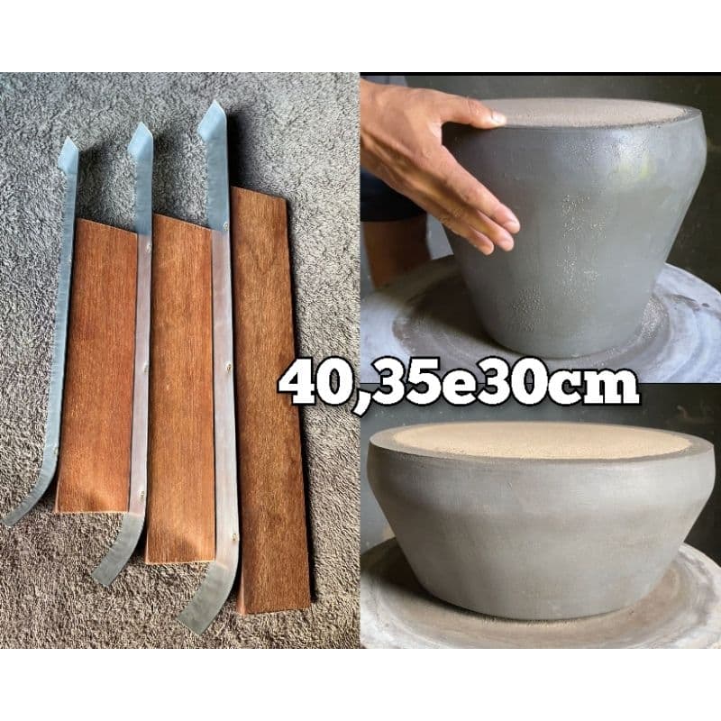Kit com 3 gabaritos para vaso vietnamita 40,35 e 30cm cinza para cimento