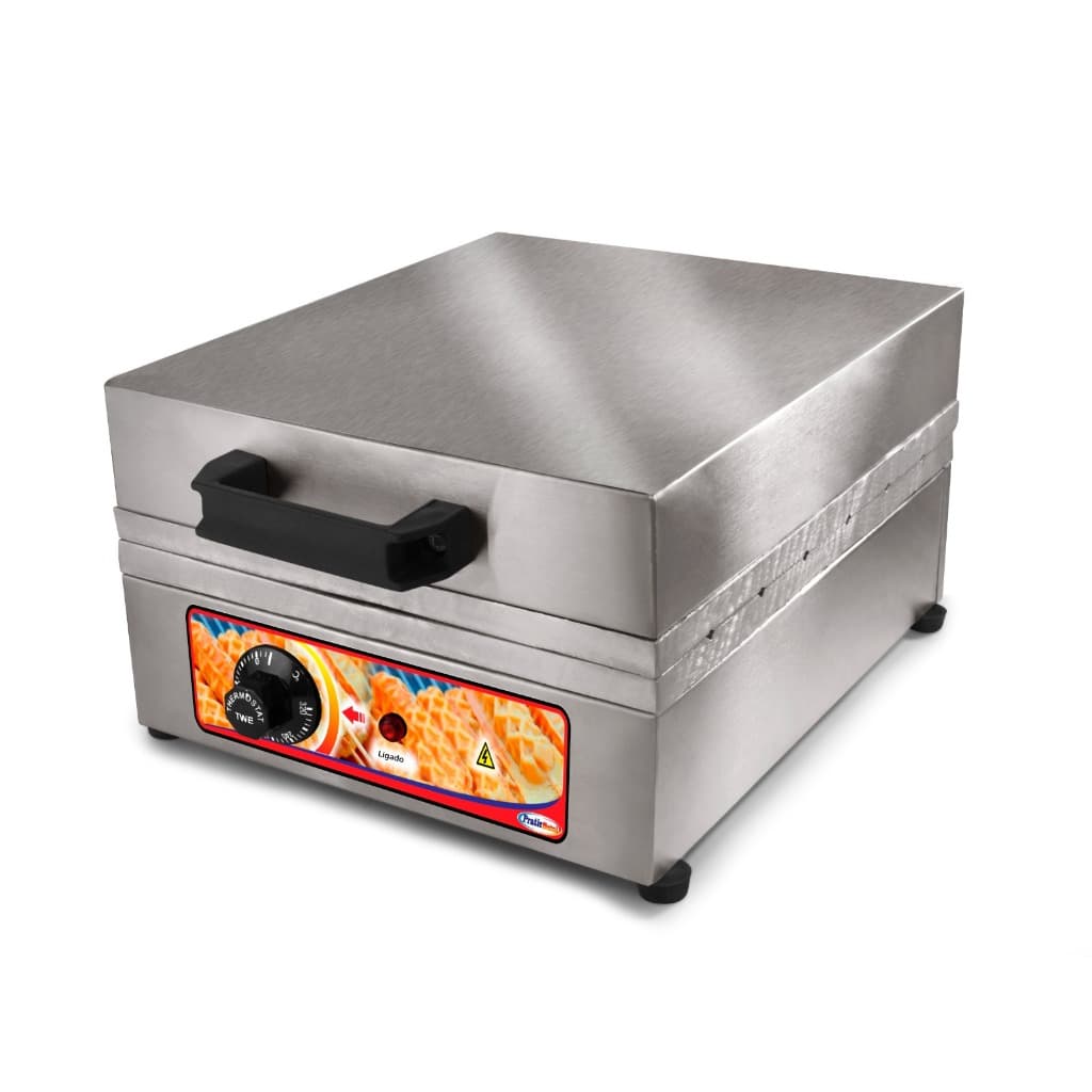 Máquina de crepe no palito com termostato profissional, aço inoxidável, controle de temperatura