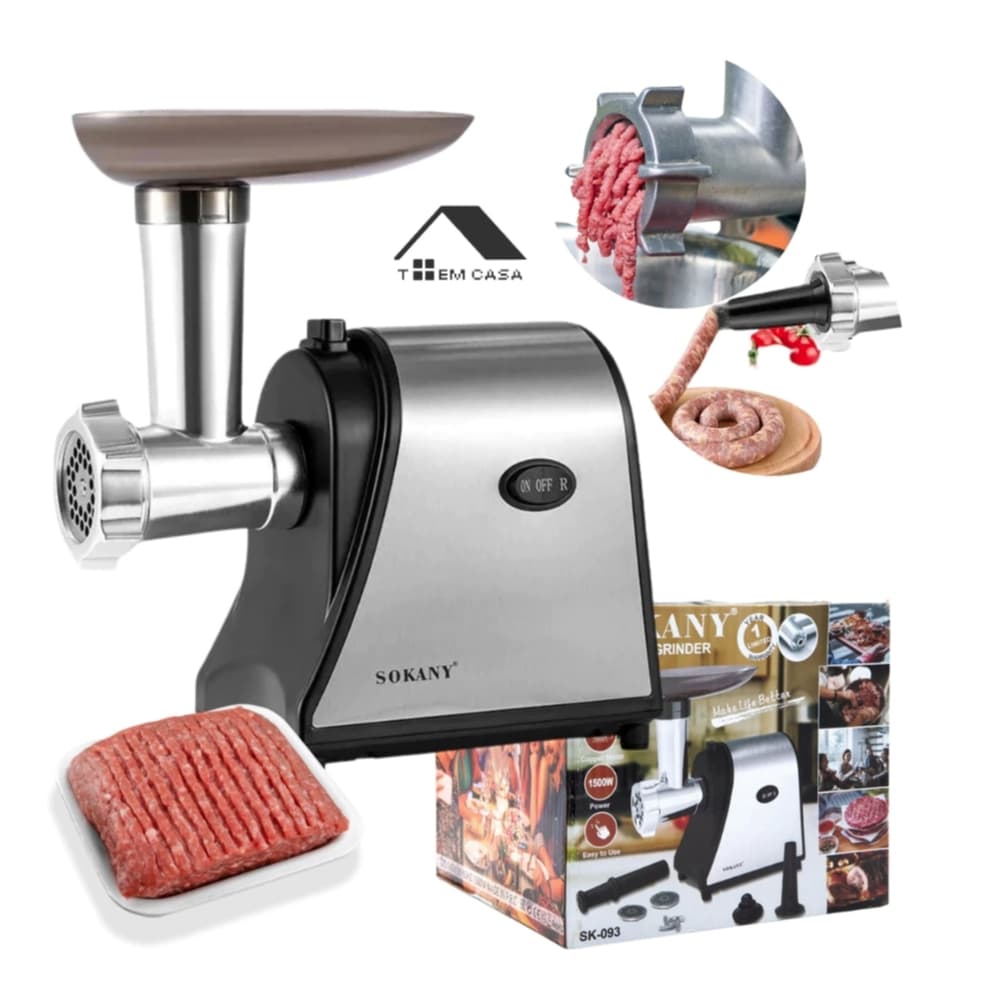 Máquina Moedor de Carne Elétrica 1500W SOKINY com Kit de Acessórios