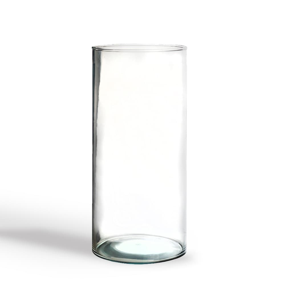Vaso de vidro transparente cilíndrico 4,8L para decoração de mesa ou sala