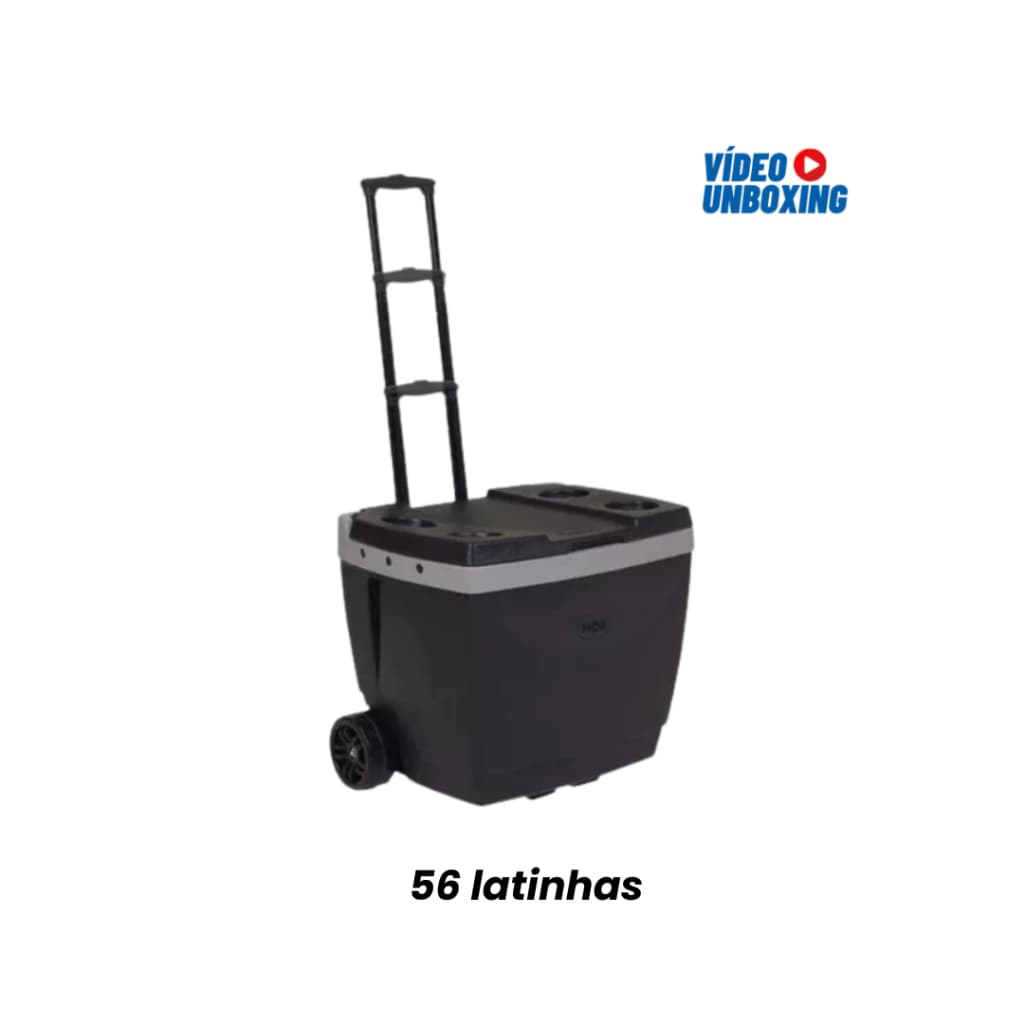 Caixa Térmica Cooler com rodinhas 56 latinhas preta Mor