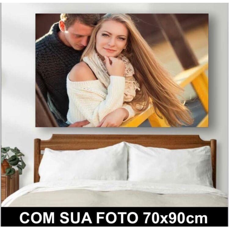Quadro decorativo personalizado com foto de casal apaixonado 70x90cm