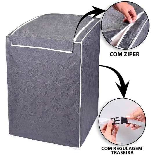 CAPA PARA MÁQUINA DE LAVAR ROUPA 12kg à 18kg C/ ZÍPER