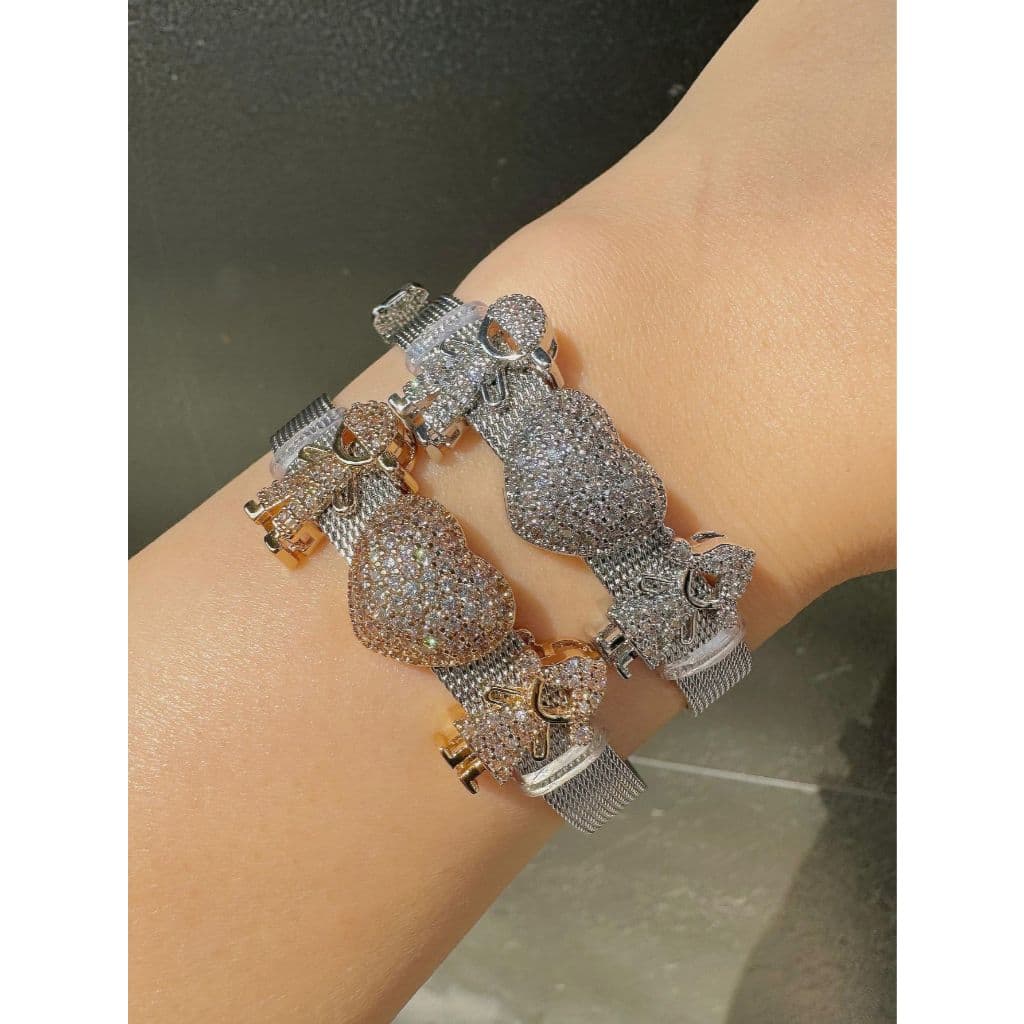 1 Peça Pulseira de Design de Aço Inoxidável com 3 Peça Decoração de Pingente de Banho Folheado, Ajustável Modelo Casal