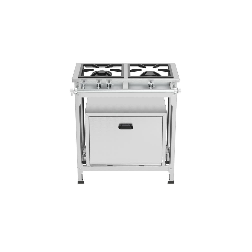 Fogão Industrial A Gás 2 Bocas Baixa Pressão Inox Com Forno 47,5L