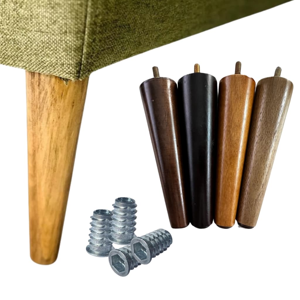 Kit 4 Pés Palito 17 Cm Pés Para Poltrona Puff Sofás Pés Conico