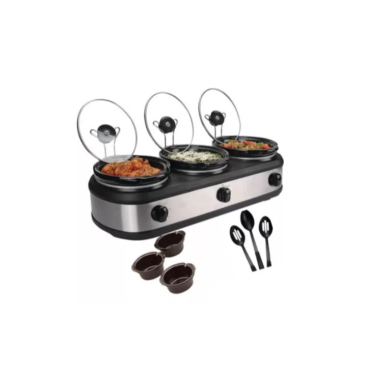 Réchaud elétrico triplo inox 7,2l com três compartimentos e acessórios