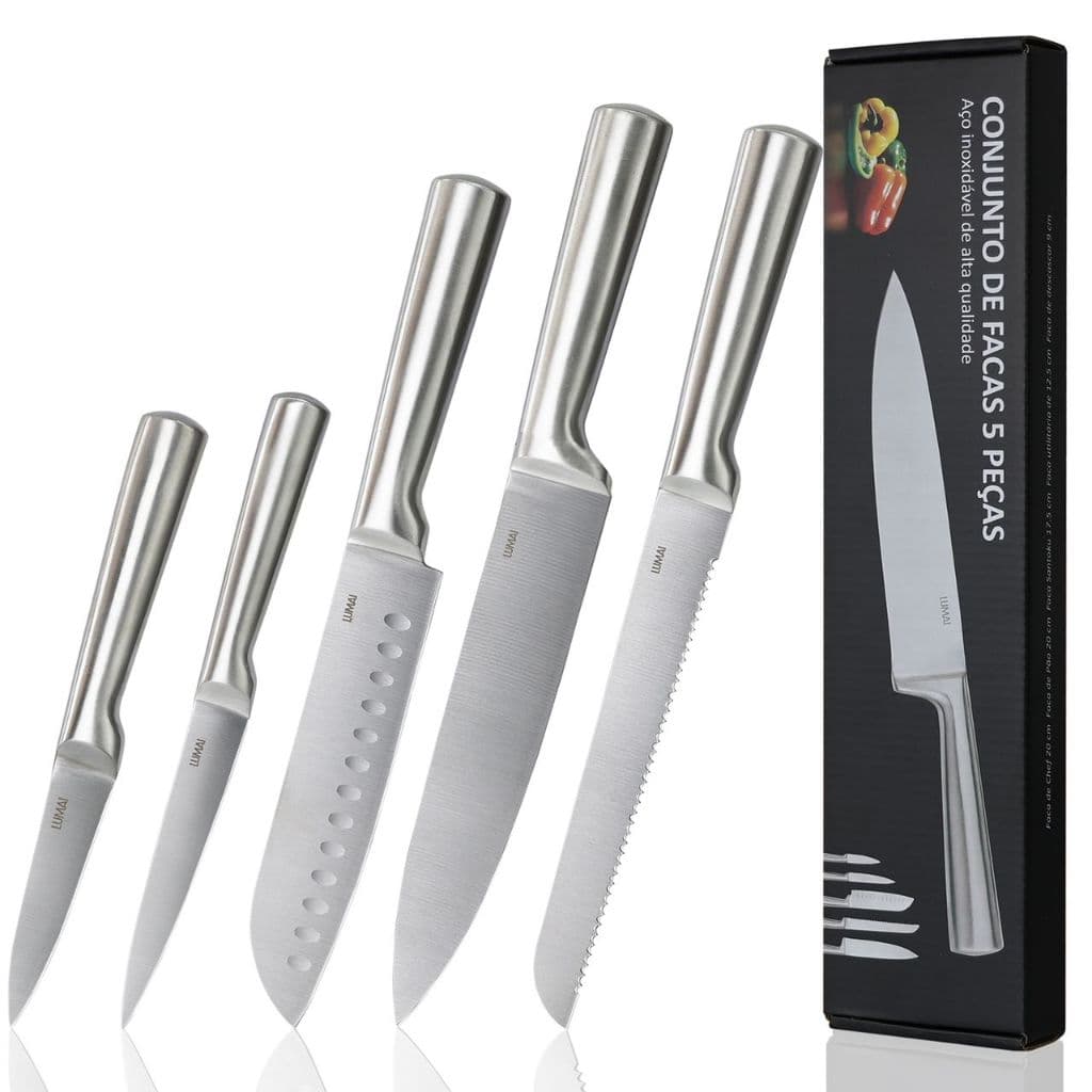 LUMAI Original 5 Facas de Cozinha Grande Profissional Conjunto Completo Aço Inox 3CR13 para Cozinhar
