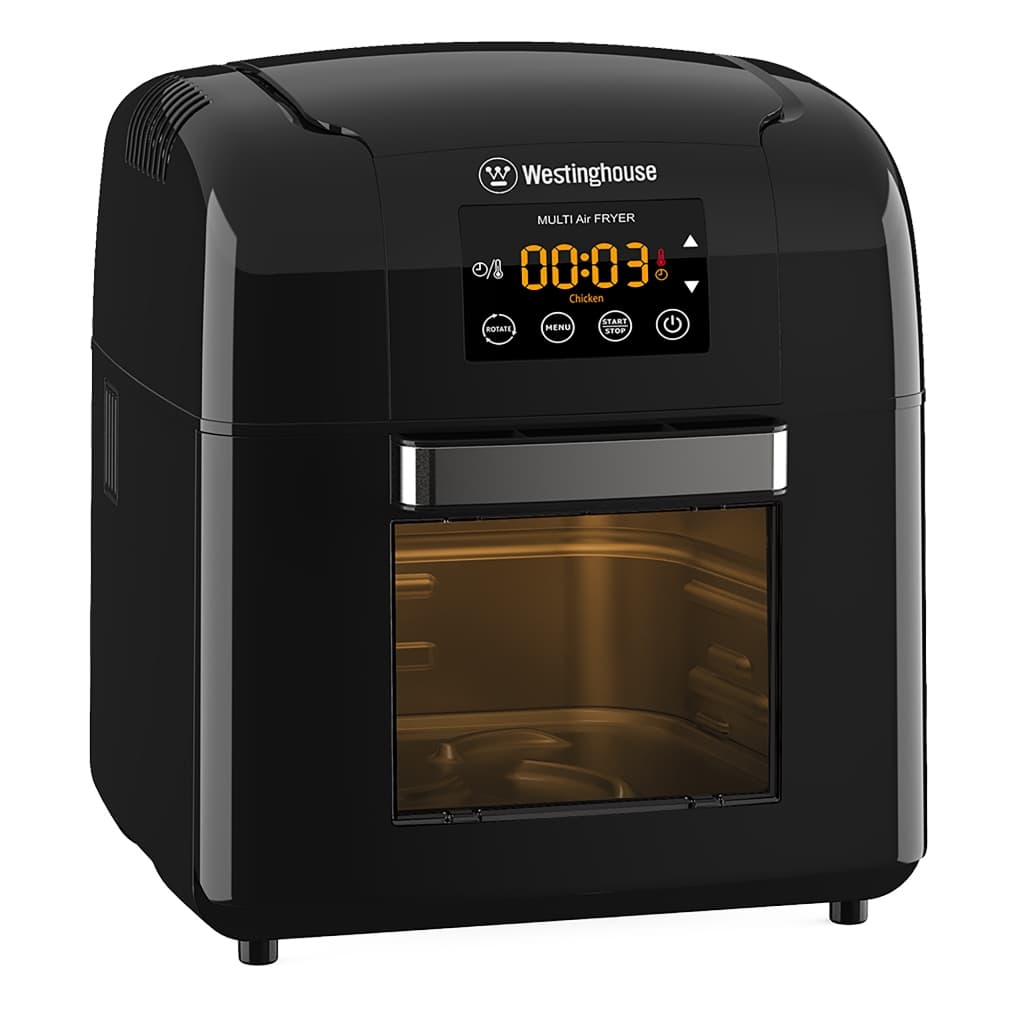 Fritadeira elétrica sem óleo Westinghouse com painel digital, preta, 9,5 litros