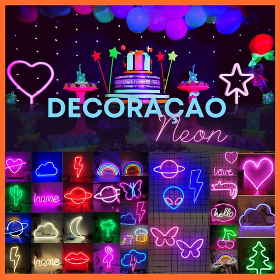 Enfeites e Decoração Neon LED para Quarto, Festa e Jogos