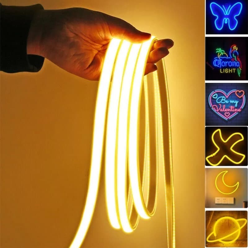 Fita de LED neon flexível de 5m com 120 LEDs, iluminação amarela, para decoração de Natal