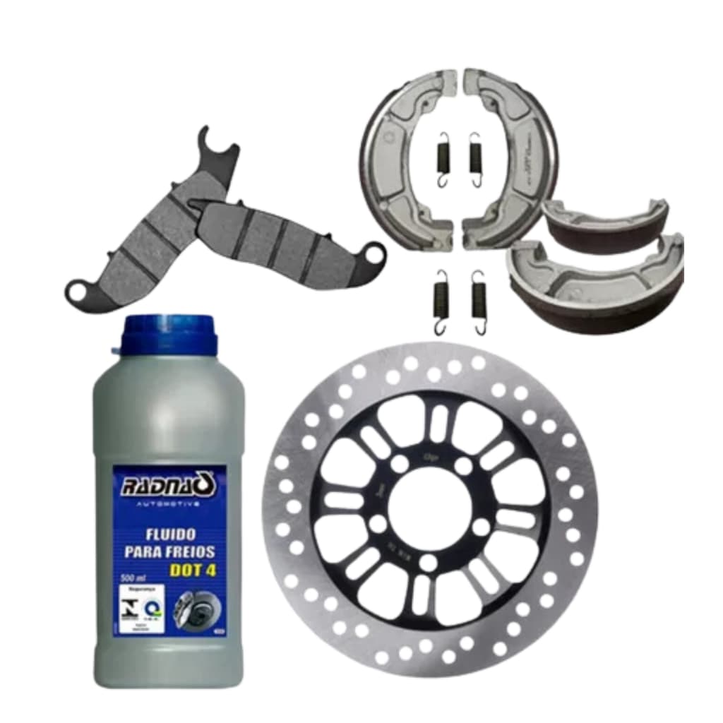 Kit Disco de Freio Dianteiro +Pastilha Freio+ Lona Patins de Freio E Fluido Dot 4 para Freios Cg 150 2009-2015/ 160 2016
