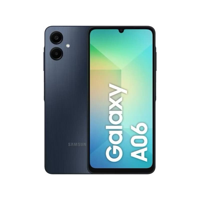 Smartphone Samsung Galaxy A06 azul escuro, 128GB, 4G, câmera dupla, tela 6.7, frontal