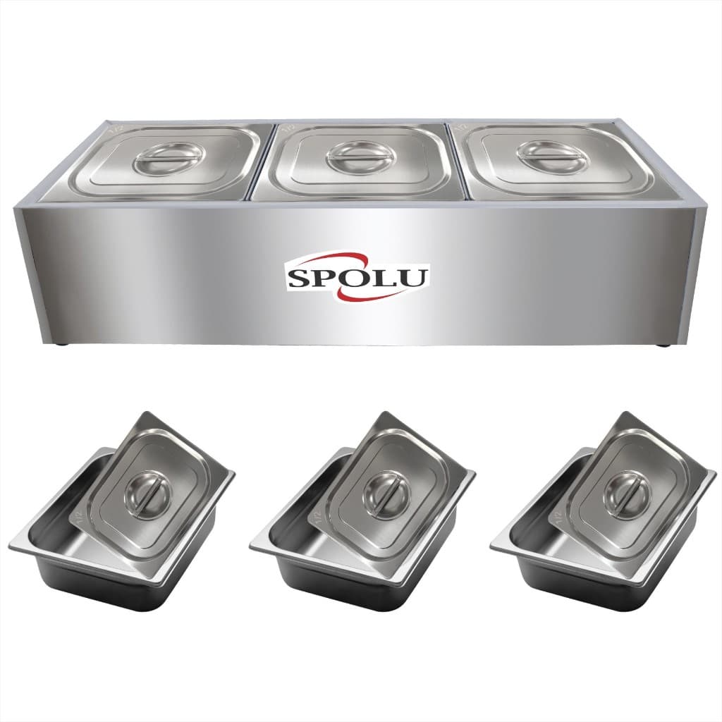 Rechaud Inox Elétrico Mesa Buffet Quente 3 Cubas Banho Maria Restaurante Retangular Balcão Termico Richo Self Service