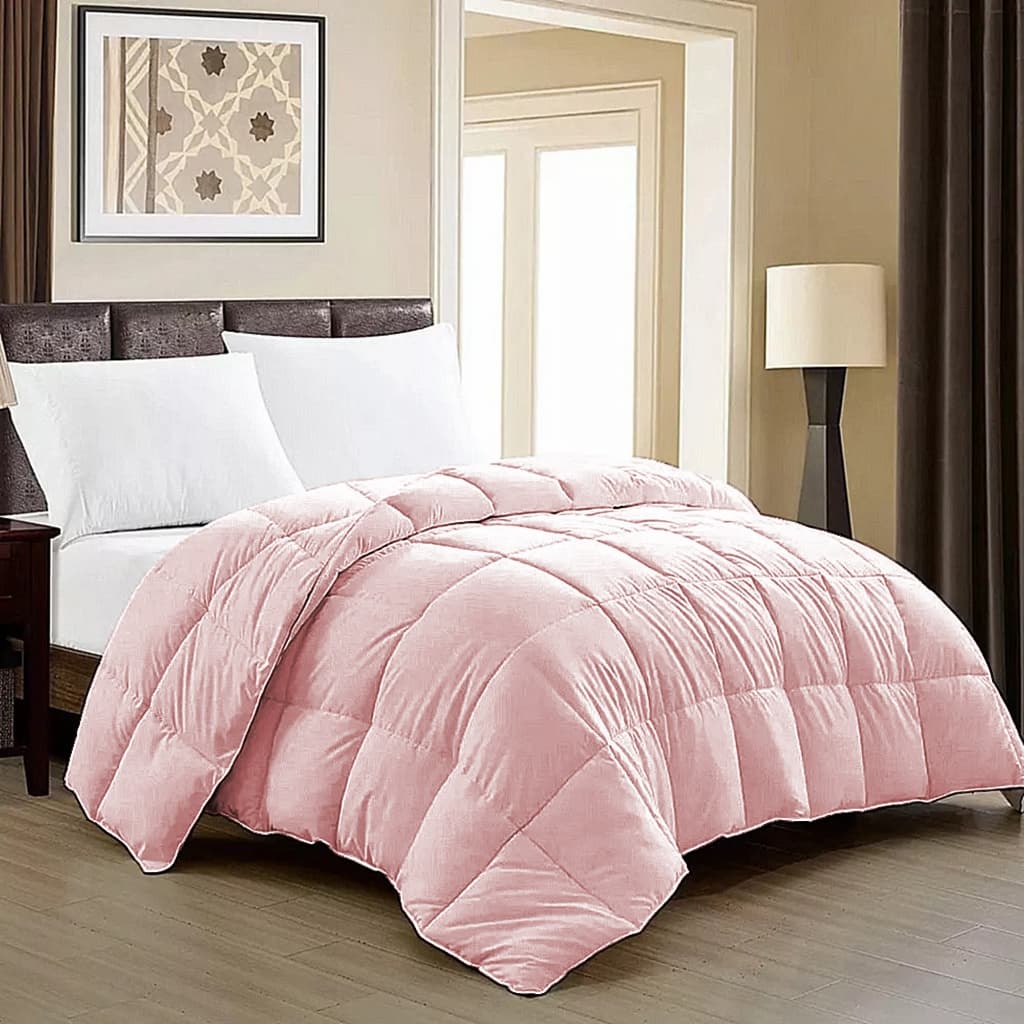 Edredom rosa claro queen size toque suave em cama