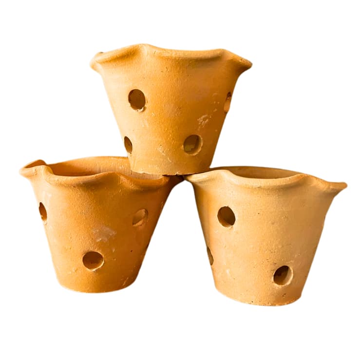Kit com 3 vasos de parede cerâmicos pequenos para plantas