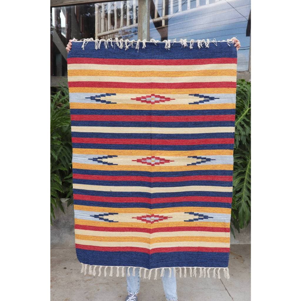 Tapete Kilim Turco Multicolorido 1,00x1,40m com Franjas