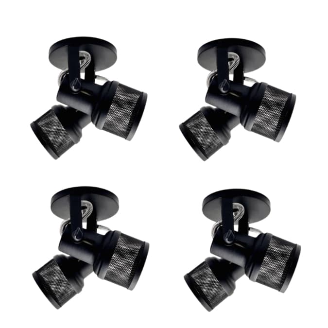 Kit 4 luminárias de teto sobrepostas direcionáveis preto