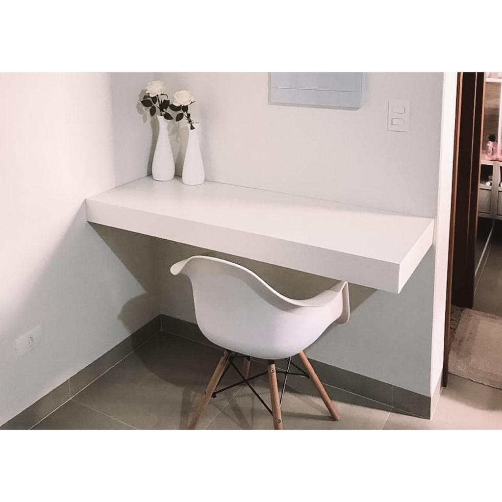 Bancada Suspensa Escrivaninha em MDF Branco 115x45cm