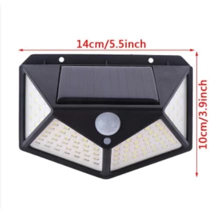 Luminária solar 100 LED com sensor de movimento à prova d'água
