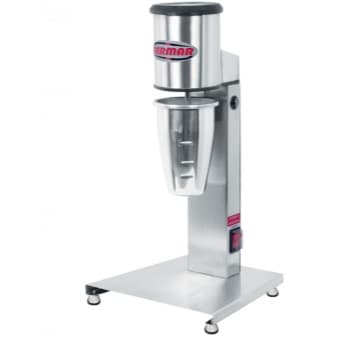 Batedor de Milk Shake 220V Inox BERMAR em aço inoxidável com base e rodas, fundo branco.